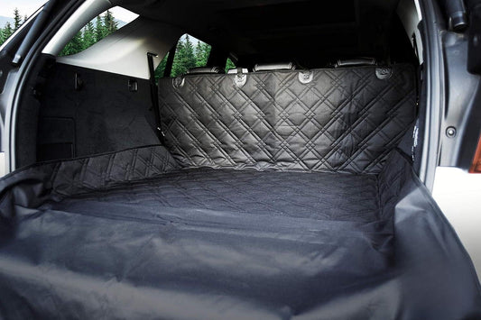 Bulldogology Heavy-Duty Waterproof SUV Cargo Liner for Dogs - 55" x 82" Nonslip Trunk Cover for Pet Protection in SUVs, Vans, and Cars (Large, Black)