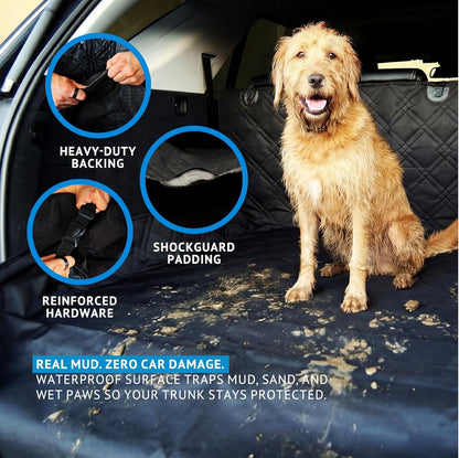 Bulldogology Heavy-Duty Waterproof SUV Cargo Liner for Dogs - 55" x 82" Nonslip Trunk Cover for Pet Protection in SUVs, Vans, and Cars (Large, Black)