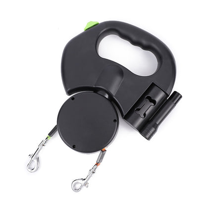 Retractable Reflective Dog Leash for Small Dogs with 360° Swivel and Integrated Lights - Dual Pet Walking Solution