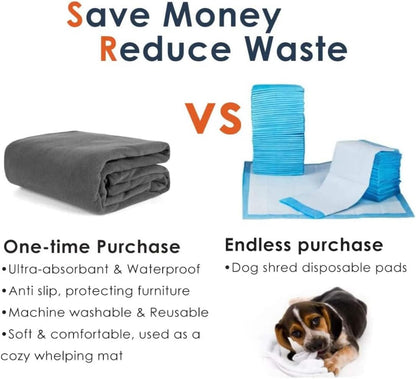 Extra Large Washable Dog Pee Pads - Reusable Waterproof Pet Mats for Puppy Training and Whelping Playpens