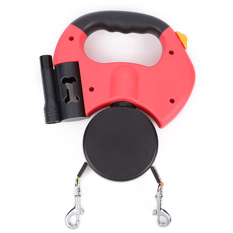 Retractable Reflective Dog Leash for Small Dogs with 360° Swivel and Integrated Lights - Dual Pet Walking Solution