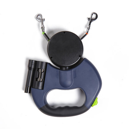 Retractable Reflective Dog Leash for Small Dogs with 360° Swivel and Integrated Lights - Dual Pet Walking Solution