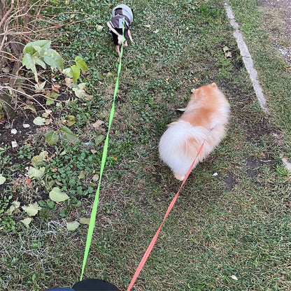 Retractable Reflective Dog Leash for Small Dogs with 360° Swivel and Integrated Lights - Dual Pet Walking Solution